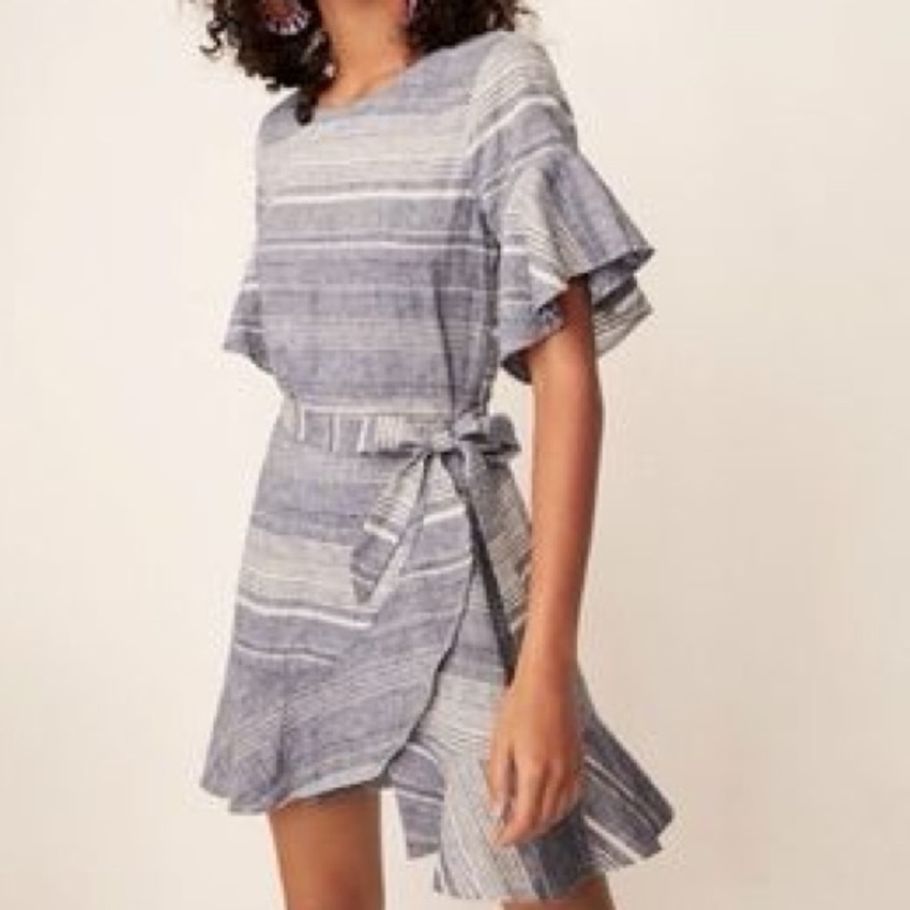 Express Linen Faux Wrap Dress